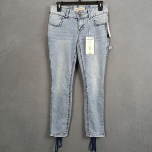 Love Trends Skinny Jeans Womens 3 Blue Eco Friendly Denim Double‎ Button Tie Up